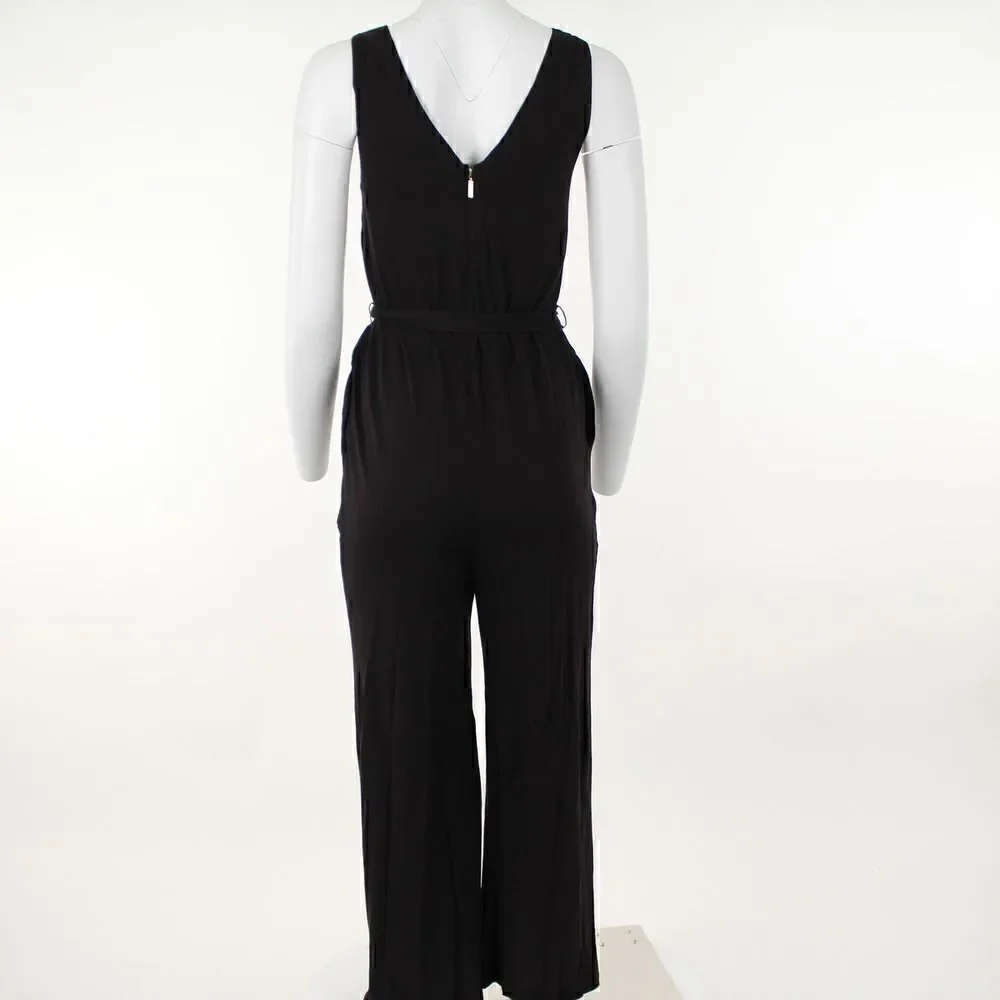 Michael Michael Kors Studded Belted Jumpsuit - Black